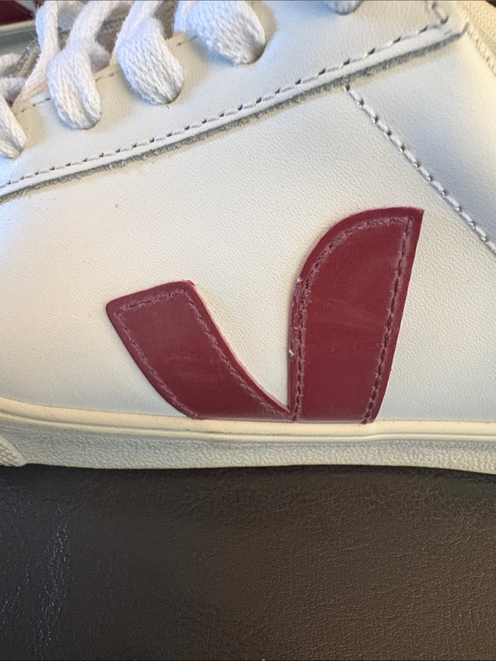 Veja White Leather Sneakers with Red V Logo - Picture 6 of 6